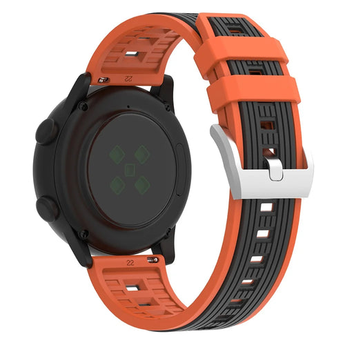 20mm Dual Color Striped Silicone Strap for Samsung Galaxy Watch7 44mm  /  40mm Adjustable Watch Band - Orange+Black - 1