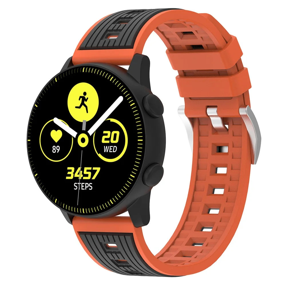 20mm Dual Color Striped Silicone Strap for Samsung Galaxy Watch7 44mm  /  40mm Adjustable Watch Band - Orange+Black - 2