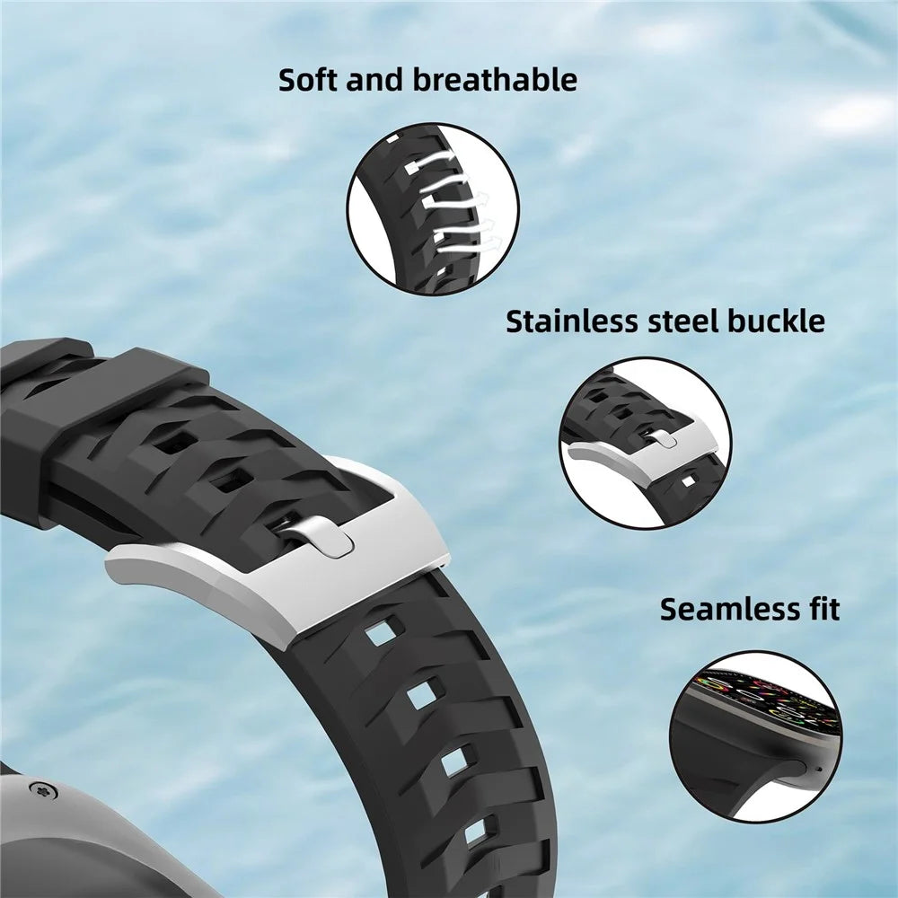 Tire Texture Strap for Apple Watch Ultra 3 2 1 49mm  /  Series 11 10 46mm  /  9 8 7 45mm  /  SE3 SE2 SE 6 5 4 44mm  /  3 2 Band - Orange+Black - 4