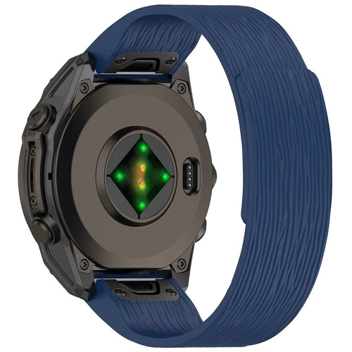 26mm Magnetic Watch Band for Garmin quatix 8 51mm / epix Pro 51mm / Fenix 7X / 7X Pro 51mm Quick Release Silicone Strap Stripe Pattern - Midnight Blue - 1