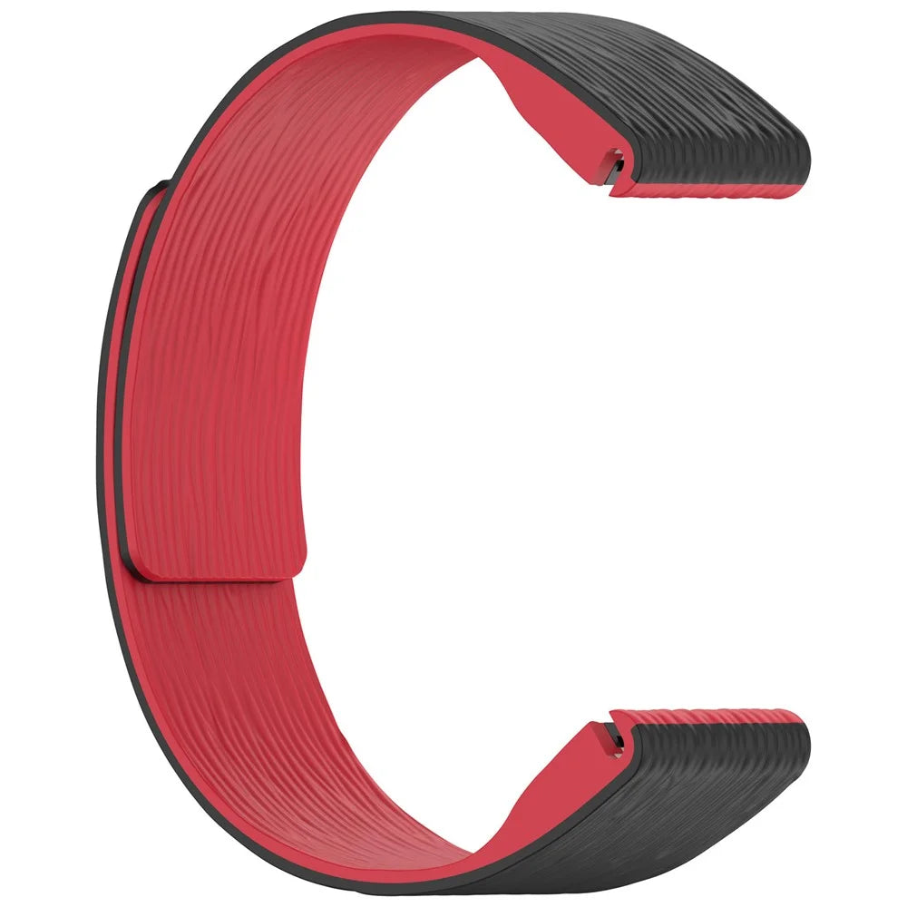 22mm Magnetic Watch Band for Garmin quatix 8 47mm / Tactix 8 47mm / Fenix 8 47mm Quick Release Silicone Strap Stripe Pattern - Black  /  Red - 3