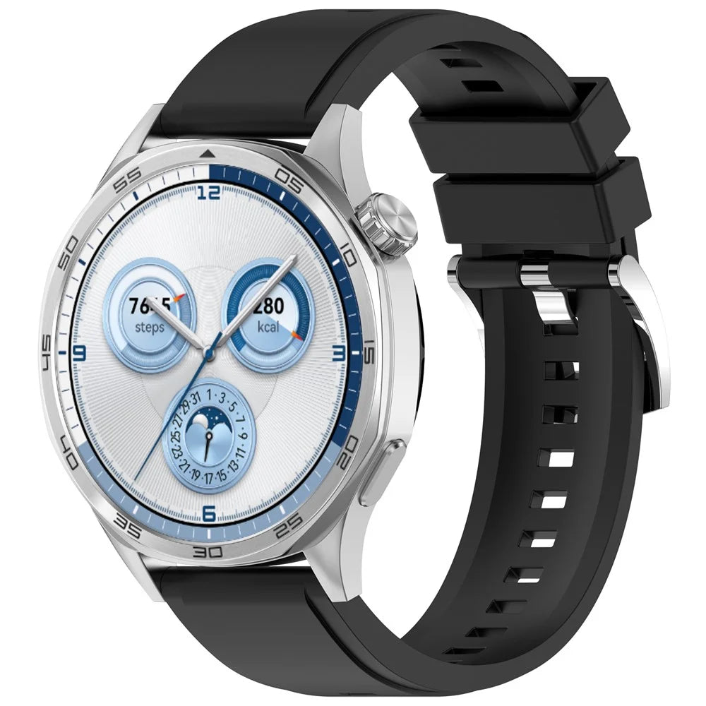 Solid Color Watch Band for Huawei Watch GT 6 / GT 5 Pro / GT 5 46mm Quick Release Silicone Strap - Black - 3