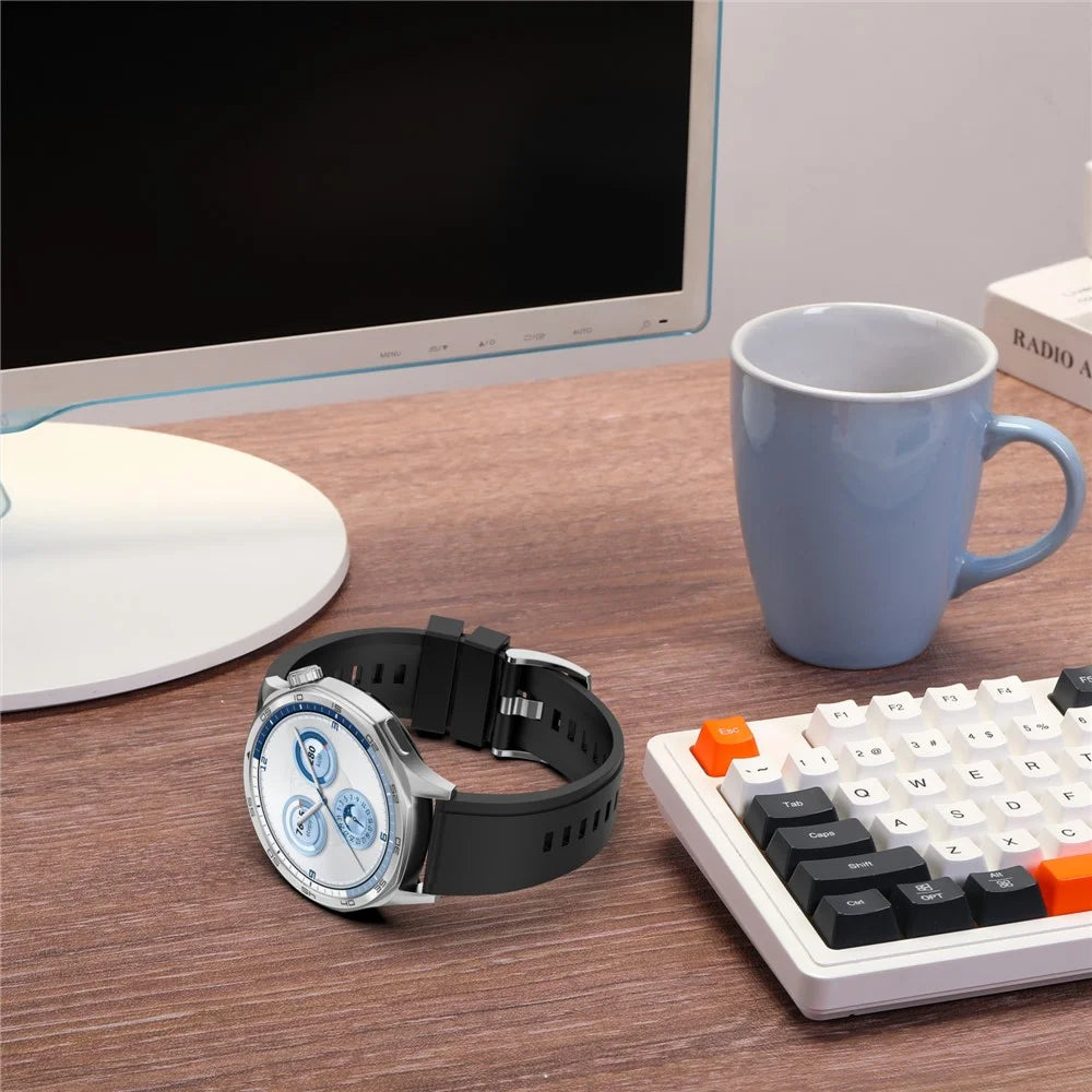 Solid Color Watch Band for Huawei Watch GT 6 / GT 5 Pro / GT 5 46mm Quick Release Silicone Strap - Black - 6