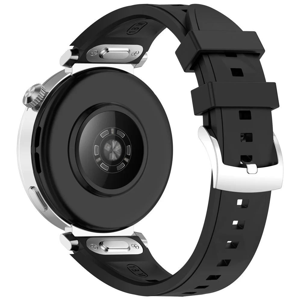 Textured Watch Band for Huawei Watch GT 6 41mm / 5 Pro 42mm / 5 41mm / 4 41mm Quick Release Silicone Strap with Steel Buckle - Black - 1