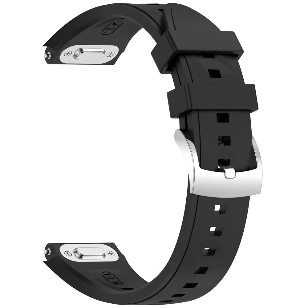 Textured Watch Band for Huawei Watch GT 6 41mm / 5 Pro 42mm / 5 41mm / 4 41mm Quick Release Silicone Strap with Steel Buckle - Black - 2