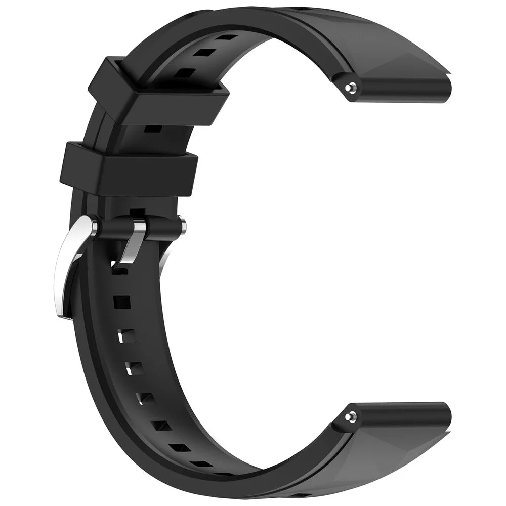 Textured Watch Band for Huawei Watch GT 6 41mm / 5 Pro 42mm / 5 41mm / 4 41mm Quick Release Silicone Strap with Steel Buckle - Black - 4