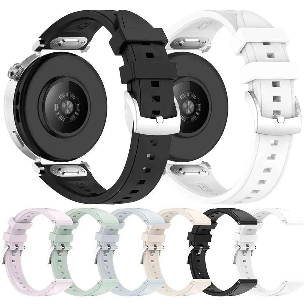 Textured Watch Band for Huawei Watch GT 6 41mm / 5 Pro 42mm / 5 41mm / 4 41mm Quick Release Silicone Strap with Steel Buckle - Black - 7