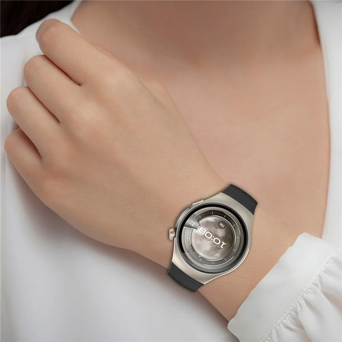 For Huawei Watch 5 46mm Replacement Strap Stripe Pattern Silicone Watch Band - Black - 6