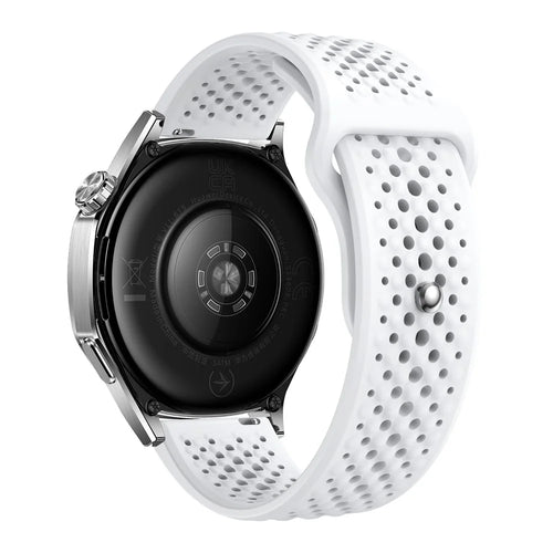 22mm Silicone Band for Huawei Watch GT 5 46mm / Samsung Galaxy Watch3 45mm Breathable Quick Release Watch Strap - White - 1