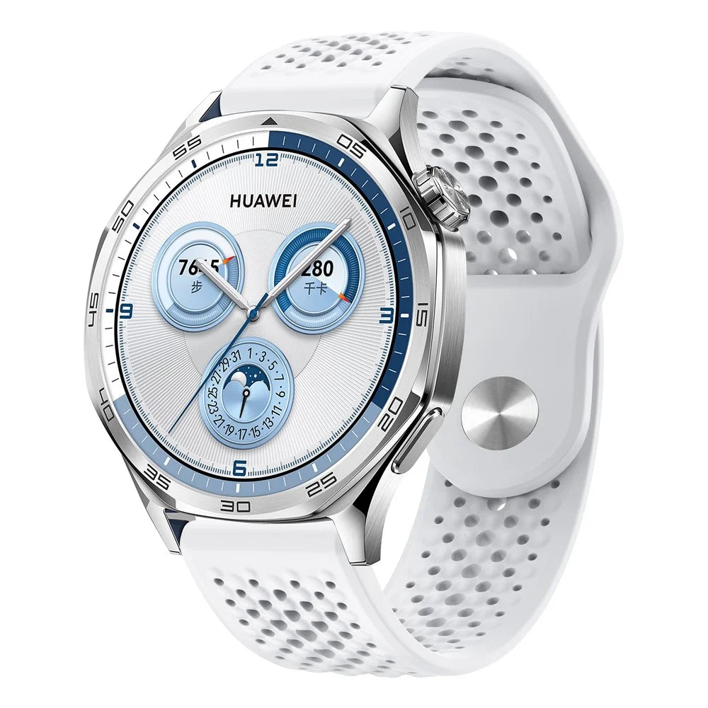 22mm Silicone Band for Huawei Watch GT 5 46mm / Samsung Galaxy Watch3 45mm Breathable Quick Release Watch Strap - White - 2
