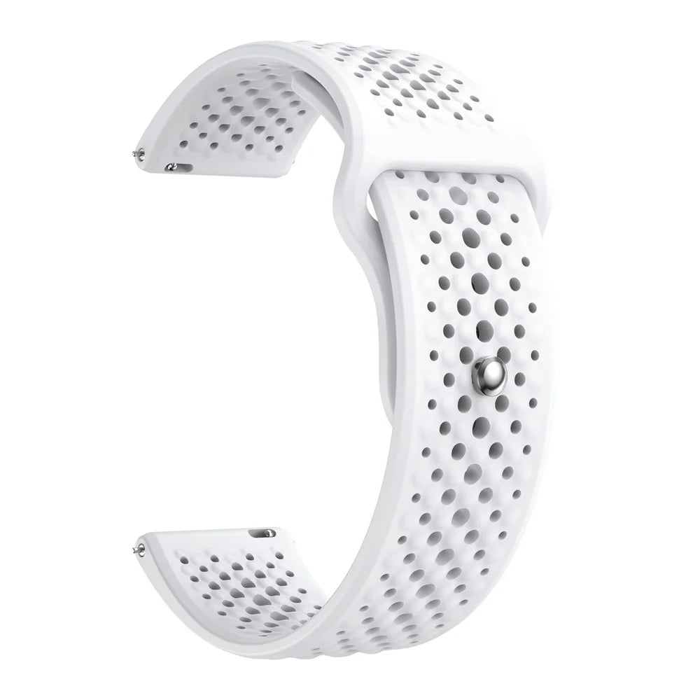 22mm Silicone Band for Huawei Watch GT 5 46mm / Samsung Galaxy Watch3 45mm Breathable Quick Release Watch Strap - White - 3