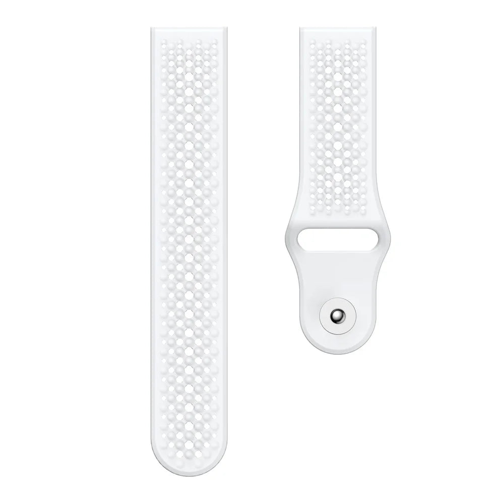 22mm Silicone Band for Huawei Watch GT 5 46mm / Samsung Galaxy Watch3 45mm Breathable Quick Release Watch Strap - White - 4