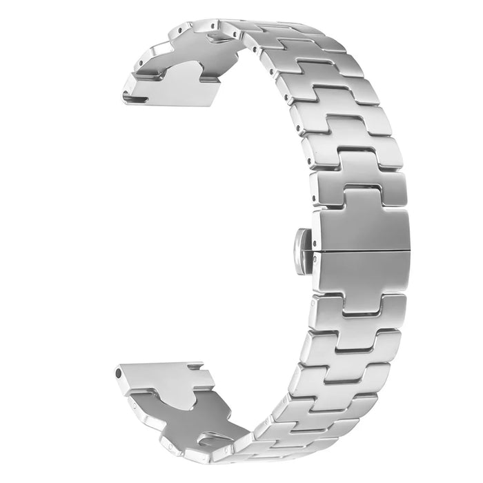 Watch Band for Fitbit Versa  /  Versa Lite  /  Versa 2 Stainless Steel Strap with X-Shaped Butterfly Clasp - Silver - 1