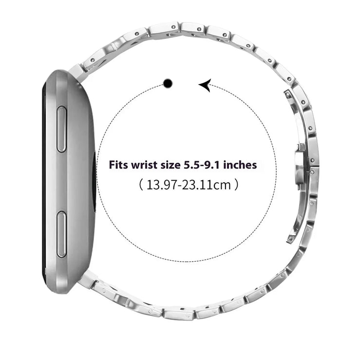 Watch Band for Fitbit Versa  /  Versa Lite  /  Versa 2 Stainless Steel Strap with X-Shaped Butterfly Clasp - Silver - 7