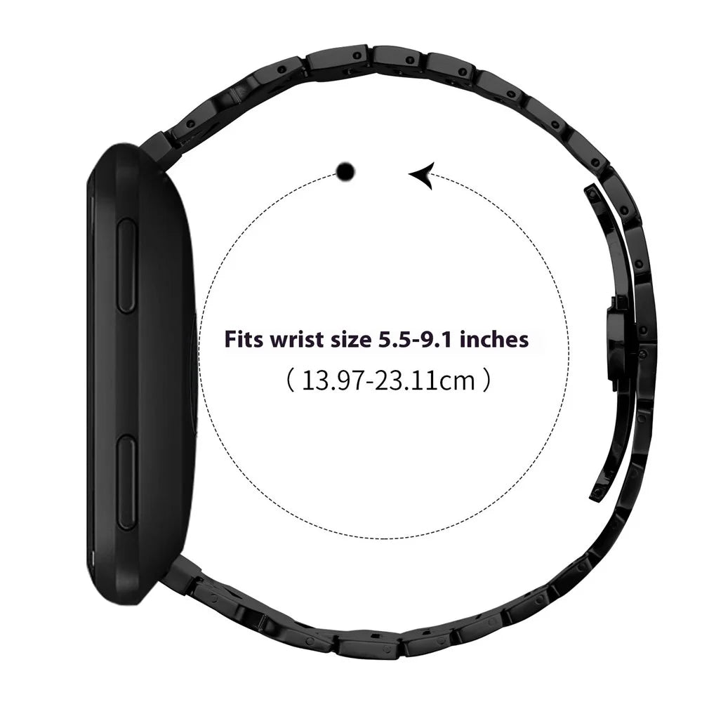 Stainless Steel Watch Band For Fitbit Versa  /  Versa Lite  /  Versa 2 Electroplating Strap with X-Shaped Butterfly Clasp - Black - 7