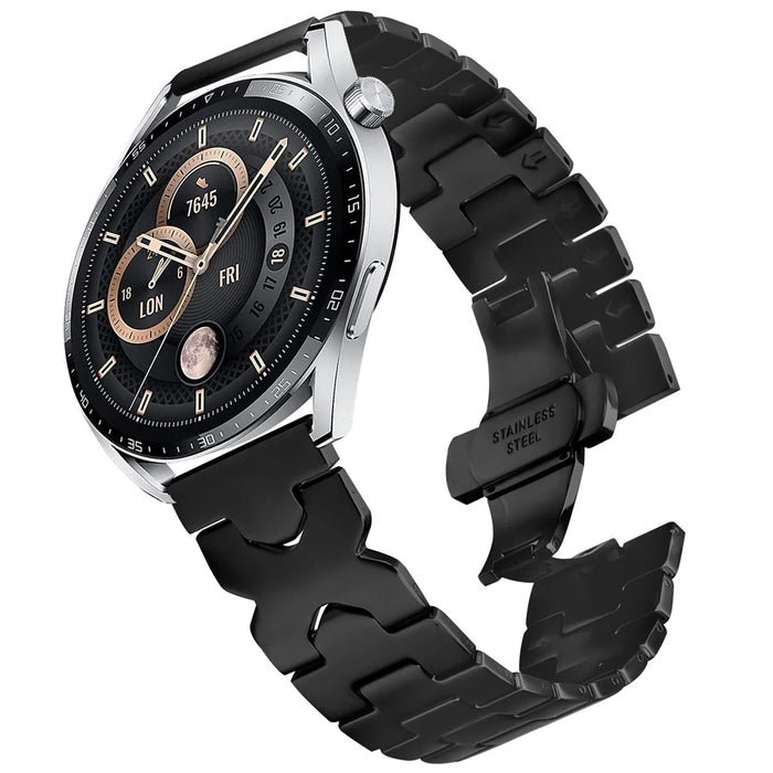 Stainless Steel Watch Band For Samsung Galaxy Watch 46mm Electroplating Strap with X-Shaped Butterfly Clasp - Black - 2