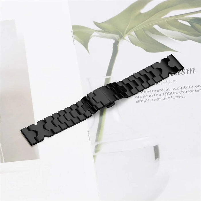 Stainless Steel Watch Band For Samsung Galaxy Watch 46mm Electroplating Strap with X-Shaped Butterfly Clasp - Black - 6