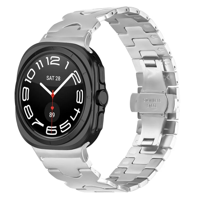 Watch Band for Samsung Galaxy Watch Ultra2 47mm / Watch Ultra (2025) 47mm / Watch Ultra 47mm Stainless Steel Strap with X-Shaped Butterfly Clasp - Silver - 3