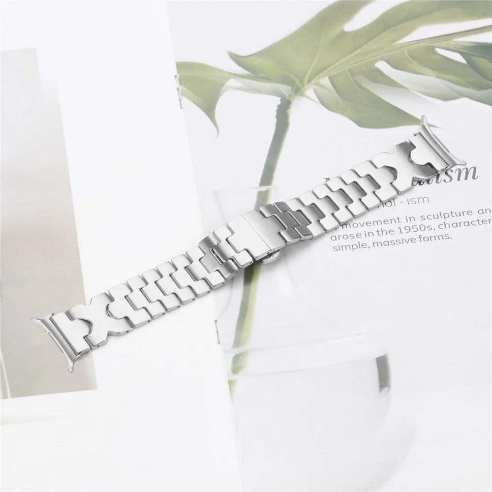 Watch Band for Samsung Galaxy Watch8 44mm  /  Watch8 40mm  /  Watch8 Classic 46mm Stainless Steel Strap with X-Shaped Butterfly Clasp - Silver - 4