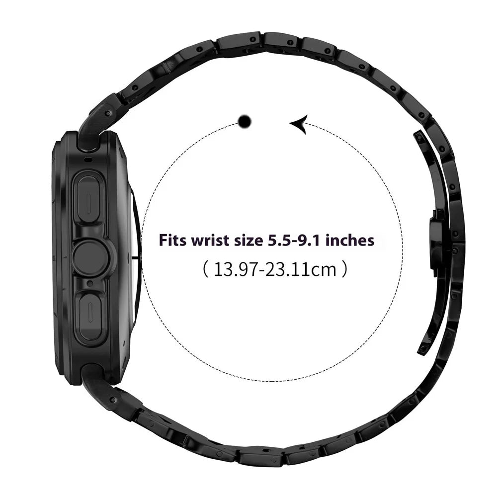 Stainless Steel Watch Band For Samsung Galaxy Watch8 Classic 46mm  /  Watch8 44mm  /  40mm Strap with X-Shaped Butterfly Clasp - Black - 7