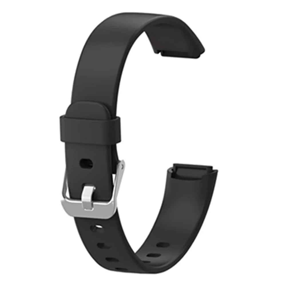Silicone Adjustable Solid Color Watch Band Replacement Wrist Bracelet Strap Belt for Fitbit Luxe, Size: L - Black - 1