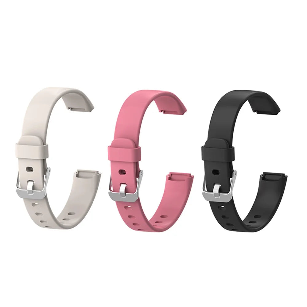 Silicone Adjustable Solid Color Watch Band Replacement Wrist Bracelet Strap Belt for Fitbit Luxe, Size: L - Black - 4