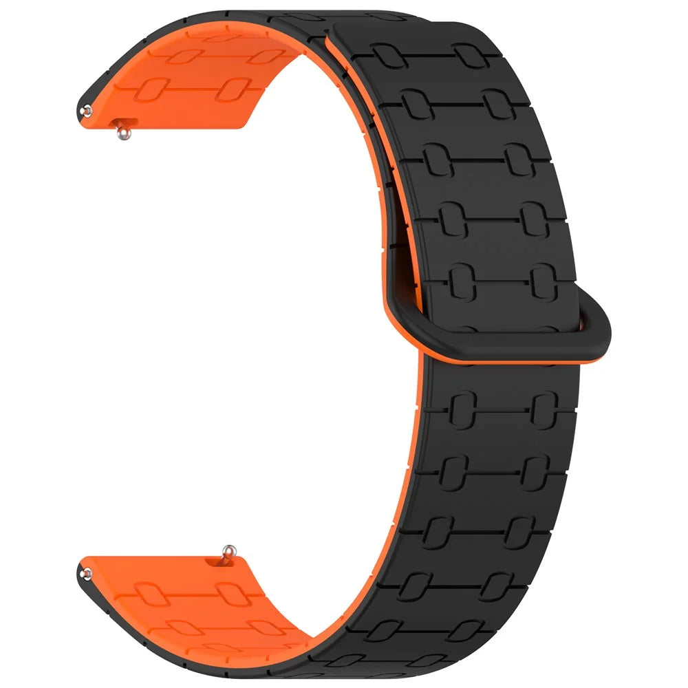 22mm Magnetic Silicone Strap for Huawei Watch GT 6 46mm / 5 46mm / 5 Pro 46mm / Huami Amazfit Bip 5 5-Bead Design Watch Band - Black / Orange - 3