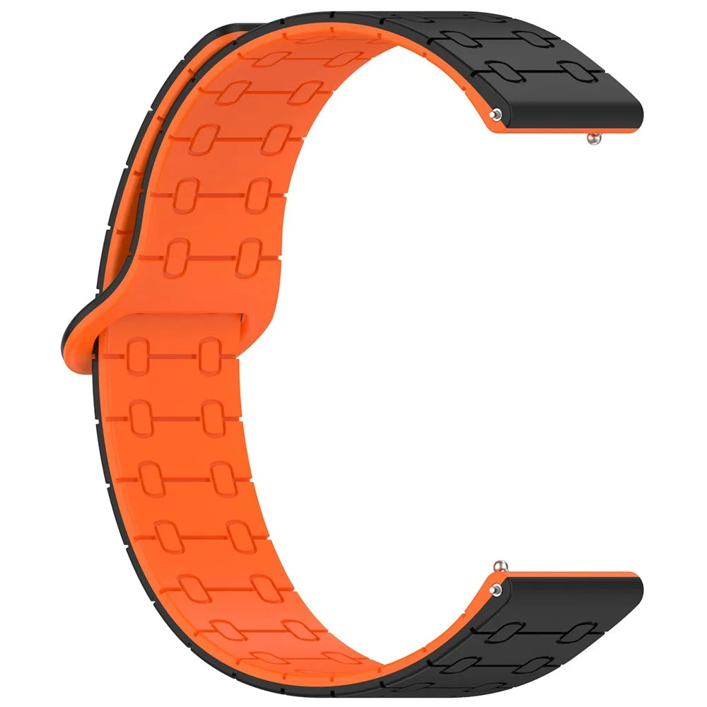22mm Magnetic Silicone Strap for Huawei Watch GT 6 46mm / 5 46mm / 5 Pro 46mm / Huami Amazfit Bip 5 5-Bead Design Watch Band - Black / Orange - 4