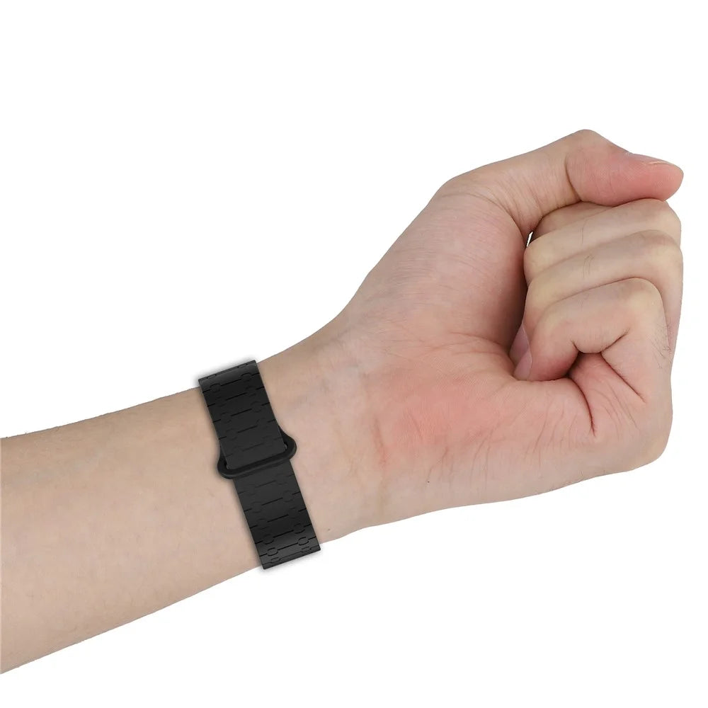 22mm Magnetic Silicone Strap for Huawei Watch GT 6 46mm / 5 46mm / 5 Pro 46mm / Huami Amazfit Bip 5 5-Bead Design Watch Band - Black / Orange - 5