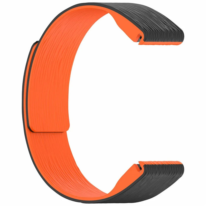 For Garmin Instinct E 40mm / Fenix 8 43mm Watch Band Quick Release Silicone Magnetic Strap - Black  /  Orange - 4