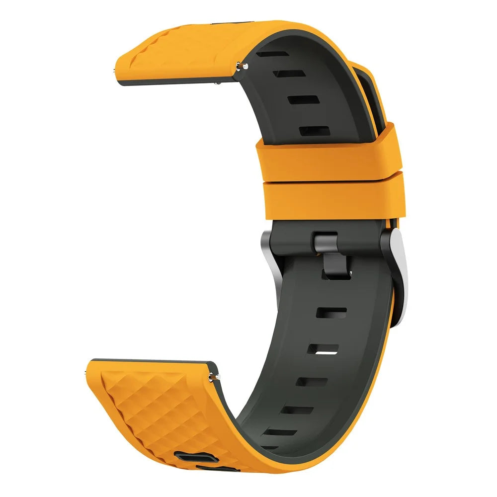 22mm Silicone Watch Band for Huawei Watch GT 5 46mm / GT 5 Pro 46mm / Samsung Galaxy Watch3 45mm Diamond Texture Dual Color Strap - Yellow / Grey - 3