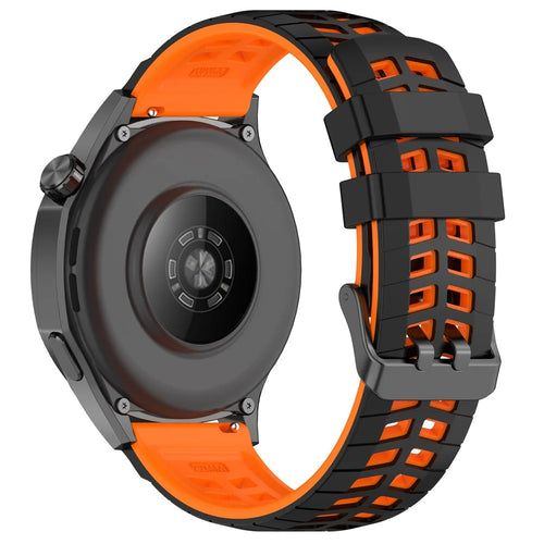 22mm Silicone Band for Huawei Watch GT 5 46mm / GT 5 Pro 46mm / Samsung Galaxy Watch3 45mm Double Row Holes Dual Color Watch Strap - Black / Orange - 1