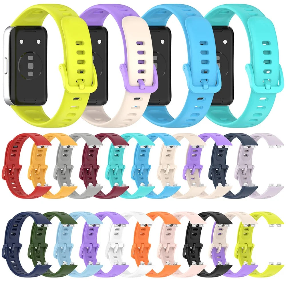 Silicone Watch Band for Huawei Band 10 / 10 NFC / 9 / 9 NFC / 8 / 8 NFC Replacement Bracelet Strap with Pin Buckle - Black - 5