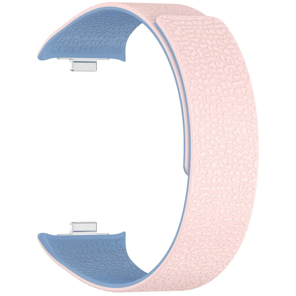 Magnetic Watch Band for Xiaomi Smart Band 10 Pro / 9 Pro / 8 Pro / Redmi Watch 6 / 5 / 4 Litchi Texture Silicone Wrist Strap - Pink  /  Blue - 1