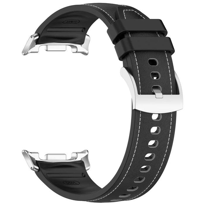 Replacement Strap for Samsung Galaxy Watch8 40mm / 44mm / Watch8 Classic 46mm Silicone + Leather Watch Band - Black - 2