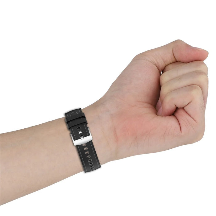 Replacement Strap for Samsung Galaxy Watch8 40mm / 44mm / Watch8 Classic 46mm Silicone + Leather Watch Band - Black - 7