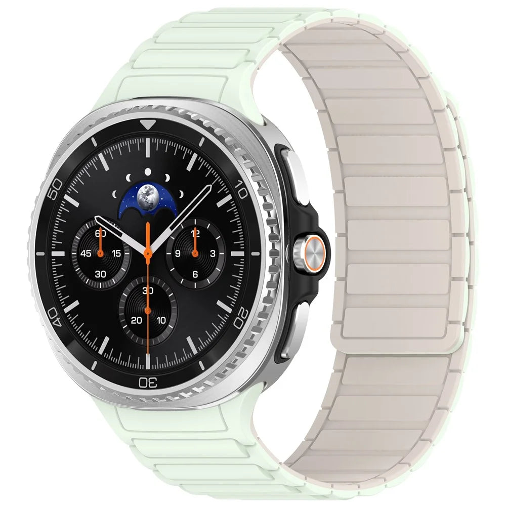 Magnetic Silicone Strap for Samsung Galaxy Watch8 Classic 46mm / Watch8 44mm / 40mm Adjustable Watch Band - Mint Green / Starlight - 4