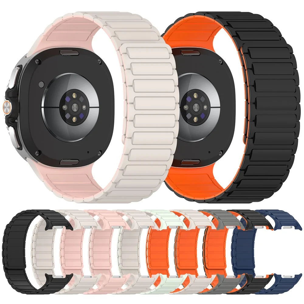 Magnetic Silicone Strap for Samsung Galaxy Watch8 Classic 46mm / Watch8 44mm / 40mm Adjustable Watch Band - Mint Green / Starlight - 5
