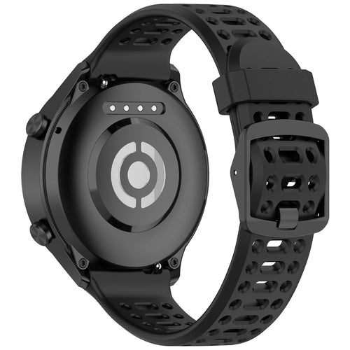 22mm Silicone Strap for Oppo Watch Sport Solid Color Breathable Smart Watch Band - Black - 1
