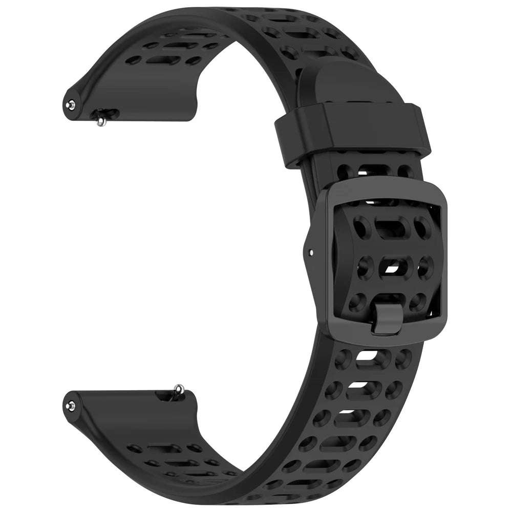 22mm Silicone Strap for Oppo Watch Sport Solid Color Breathable Smart Watch Band - Black - 2