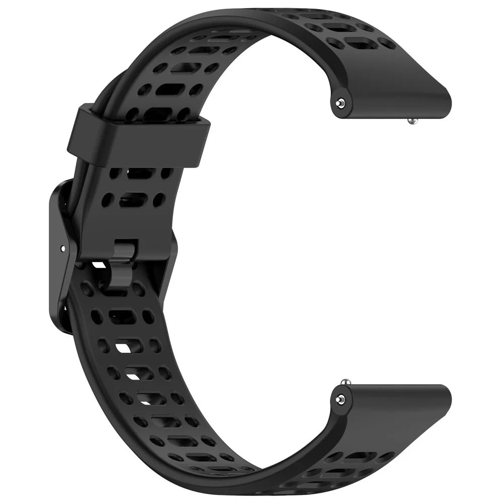 22mm Silicone Strap for Oppo Watch Sport Solid Color Breathable Smart Watch Band - Black - 3