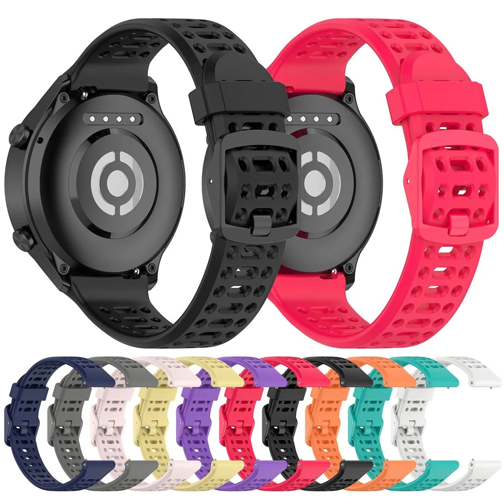 22mm Silicone Strap for Oppo Watch Sport Solid Color Breathable Smart Watch Band - Black - 7