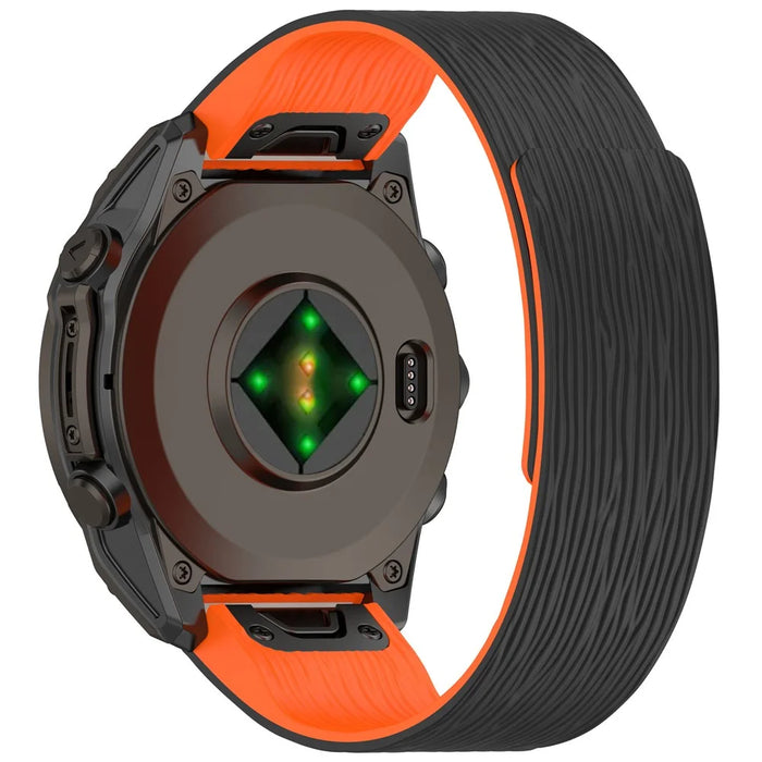 Watch Band For Garmin Fenix 8S / 6S / 6S Pro / 5S / 5S Plus Quick Release Silicone Magnetic Strap - Black  /  Orange - 1