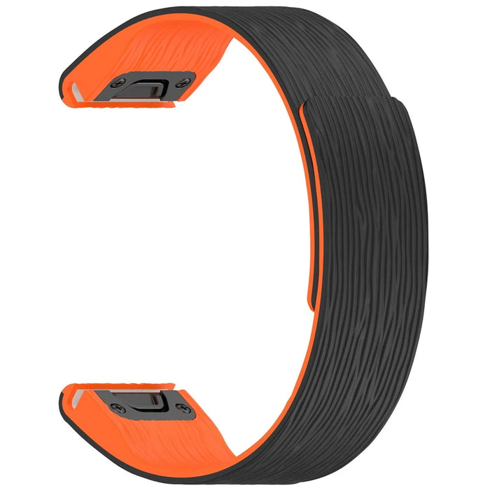 Watch Band For Garmin Fenix 8S / 6S / 6S Pro / 5S / 5S Plus Quick Release Silicone Magnetic Strap - Black  /  Orange - 2
