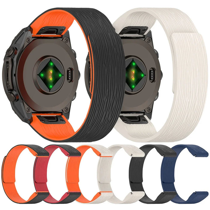 Watch Band For Garmin Fenix 8S / 6S / 6S Pro / 5S / 5S Plus Quick Release Silicone Magnetic Strap - Black  /  Orange - 7