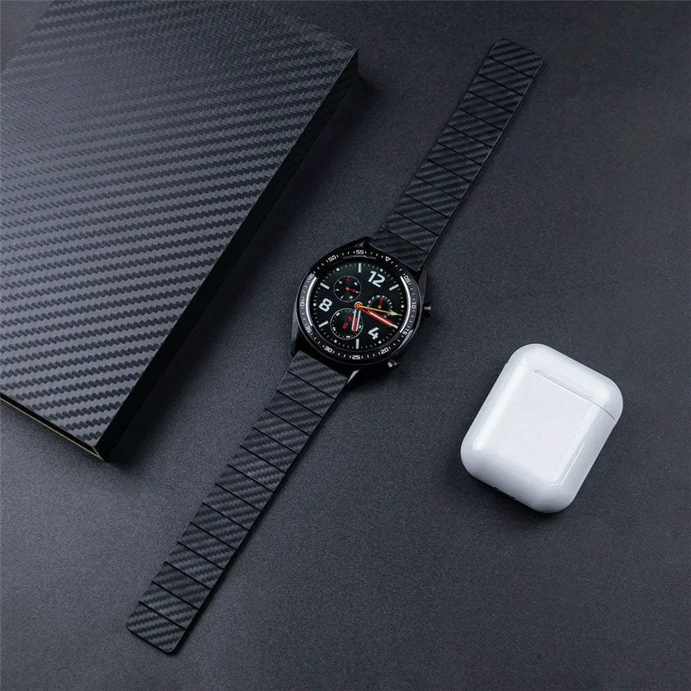 20mm Carbon Fiber Watch Band for Garmin Venu 2 Plus / Venu / Venu Sq 2 / Venu Sq Magnetic Wrist Strap - Blue - 7