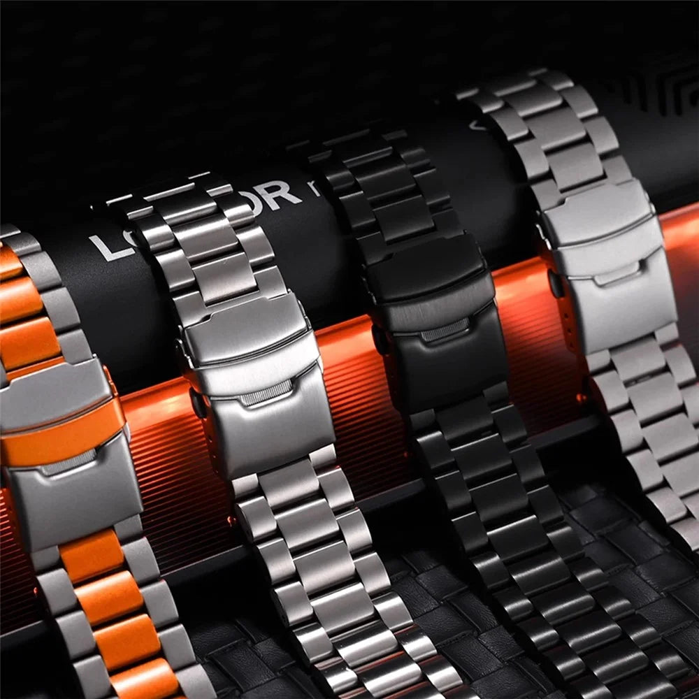 Titanium Alloy Watchband for Xiaomi Smart Band 10 Pro / 9 Pro / 8 Pro / Redmi Watch 6 / 5 / 4 Three Bead Wrist Strap - Titanium / Orange - 4