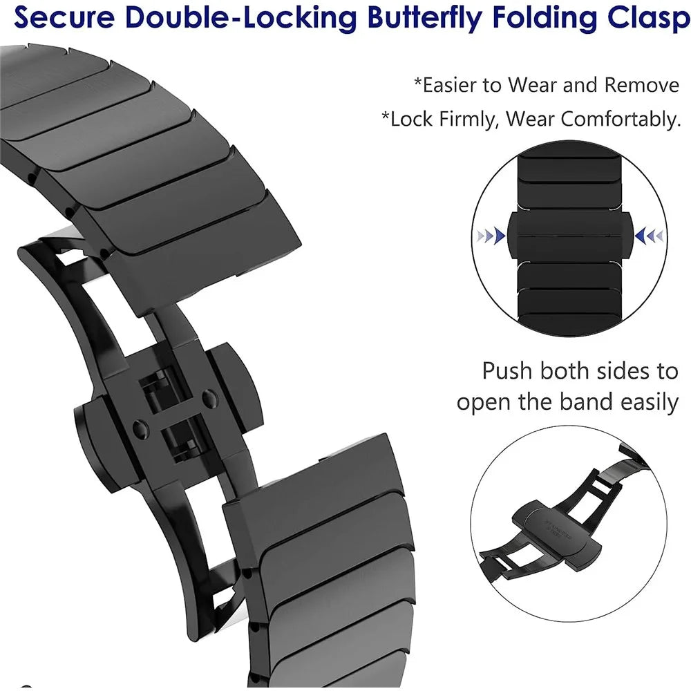 Stainless Steel Watch Band for Xiaomi Smart Band 10 Pro / 9 Pro / 8 Pro / Redmi Watch 6 / 5 / 4 Butterfly Clasp Wrist Strap - Black - 2