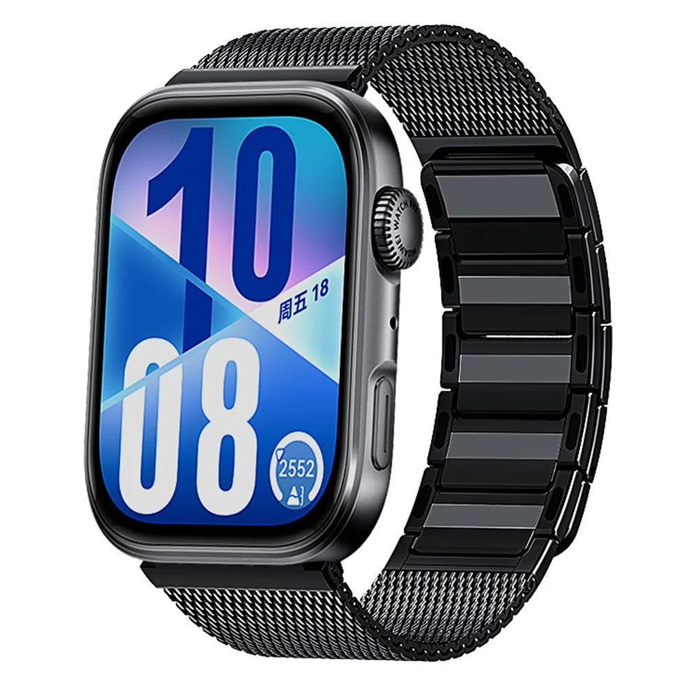 Magnetic Braided Strap for Huawei Watch Fit 4 Pro / Fit 4 / Fit 3 Stainless Steel Watch Band - Black - 2