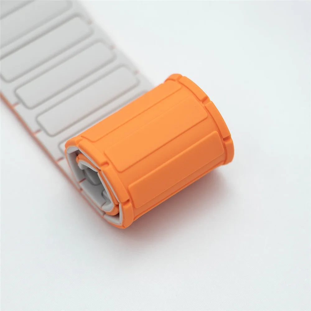 For Huami Amazfit T-Rex Pro A1918 Magnetic Silicone Watch Band Dual Color Adjustable Strap - Black / Orange - 4